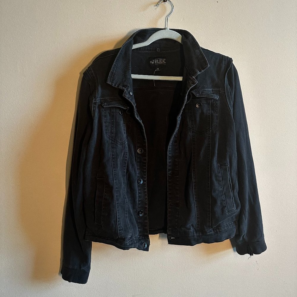 RUDE cotton/jean jacket medium zip off sleeves